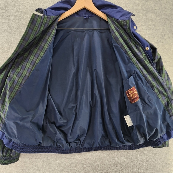 VTG ProQuip Jacket Mens Medium Blue Green Plaid Waterproof Hidden Zipper Tartan - Picture 9 of 16
